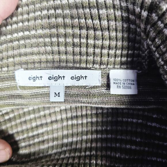 eight eight eight Sweater Womens Medium Green Striped Cowl Neck Tunic Pockets - Picture 3 of 5